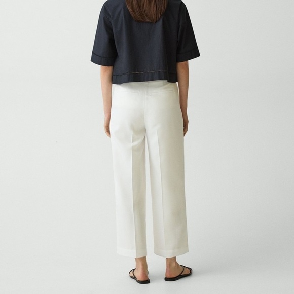 Theory Women Deep Pleat Crepe Cream Trouser Pants - Picture 3 of 12